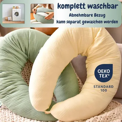 Produktbild von Stillkissen 190x30 XXL | Füllung Faserbällchen | Bezug 100% Baumwolle | gestrickt Mint