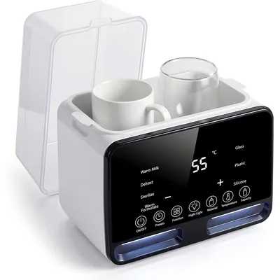 Produktbild von Baby-Flaschenwärmer 8-in-1 – Erwärmt 2 Flaschen, Weiß, Mit Sterilisator & Temperaturregelung, Babykostwärmer für Flaschen & Auftauen von Speisen