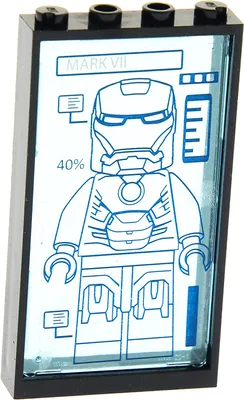 Produktbild von 1x Lego Fenster Rahmen 1x4x6 schwarz Scheibe Iron Man 57895pb020 60596