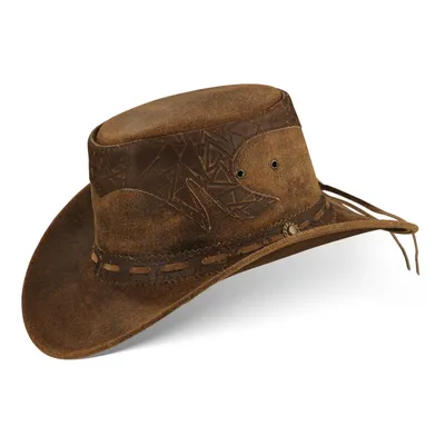 Produktbild von STAMP Herren Western Reiten Cowboy Leder Hut Braun Größe M