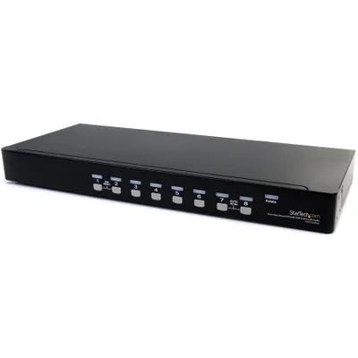Produktbild von StarTech.com 8 Port Rackmount USB VGA KVM Switch - 8-fach VGA Umschalter mit Audio, 1920 x 1440 Pixel, Rack-Einbau, 48 W, 1U, Schwarz