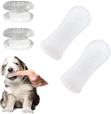 Immagine prodotto di Set Azomor di spazzolini da denti in silicone per la pulizia dei denti degli animali domestici