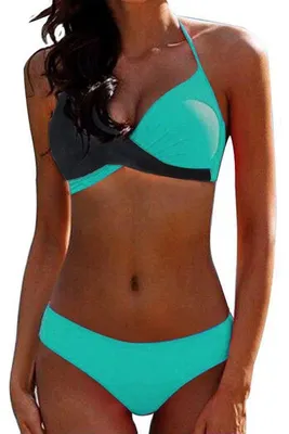 Produktbild von Solidchoice – Badeanzug-Set für Damen, Plus Size, mit Push-Up-Effekt, bestehend aus einem Triangel-Oberteil