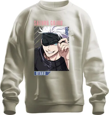Produktbild von Satoru Gojou Jujutsu Kaisen Anime Otaku Augenbinde weiße Haare Uni Sweatshirt Pullover, Natur, XL