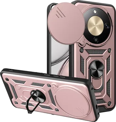 Produktbild von Outdoor Panzer Hülle für Honor Magic 8 Lite Handyhülle Slide Kameraschutz Ringhalter Rosegold