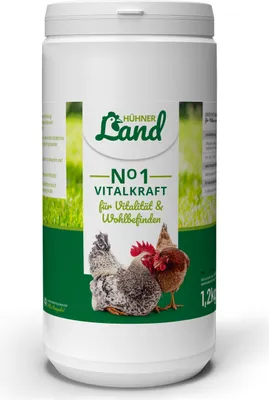 Produktbild von HÜHNER Land Vitalkraft für Hühner & Geflügel 1,2kg I Hühner Ergänzungsfutter für Hühnerfutter, Hühner Mineralien, für Eier & Stallklima, rein natürlich & ohne Zusätze