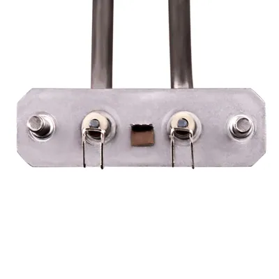 Close-up view of an electrical heating element terminal block.