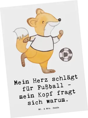 Produktbild von Mr. & Mrs. Panda Postkarte Fußball Liebe - Weiß - Geschenk, Ansichtskarte, Sportler Geschenke, Teamsport, Herz, Verstand, Spannung, Postkarten, Ansichtskarten, Grußkarte