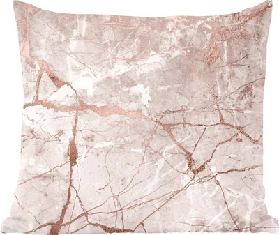 Produktbild von MuchoWow® Zierkissen Sofakissen Wohnzimmer Dekokissen 50x50 cm Marmor - Rosa - Rose - Gold - Komfort - Sofakissen