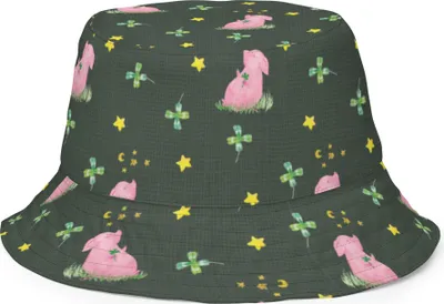 Produktbild von Mr. & Mrs. Panda Bucket Hat Schwein Glück Größe S/M - Grün - Geschenk, Ziele, Sonnenhut, Motivation, Sommerhut, Fischerkappe, Träume, Sterne, Anglermütze, Fischerhut