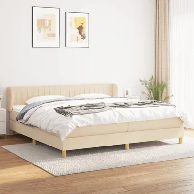 Produktbild von Boxspringbett mit Matratze Creme 200x200 cm Stoff