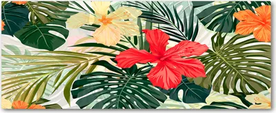 Produktbild von Tulup® Glas-Bild Wandbild aus Glas - 125x50 - Wandkunst - Wandbild hinter gehärtetem Sicherheitsglas - Dekorative Wand für Küche & Wohnzimmer  - Blumen & Pflanzen - Hawaii Blumen - Rot