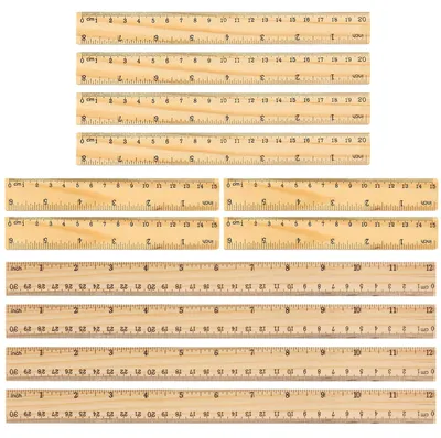 Produktbild von Set mit 12 Holzlinealen in 3 Größen (15 cm, 20 cm, 30 cm)
