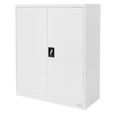 Produktbild von ML-Design uzamykatelná skříň na dokumenty, 90x40x109 cm bílá, ocel, 3 výškově nastavitelné police, kancelářská skříň se 2 dveřmi
