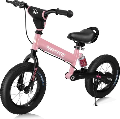 Image de RENNMEISTER® Draisienne pour enfants Rose Guidon selle réglable Frein Vélo d'apprentissage Pneus jusqu'à 50kg Vélo d'équilibre