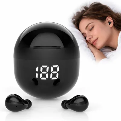 Produktbild von Schlafkopfhörer Bluetooth 5.3, TWS In-Ear Ohrhörer mit Ladecase, 480 Std. Laufzeit, Touch-Steuerung, Geräuschreduzierung, Schwarz