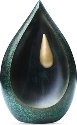 Image de Urne Green Drop élégante en aluminium haut de gamme, 2,5 litres, en forme de goutte, fermeture sécurisée, résistante à la rouille
