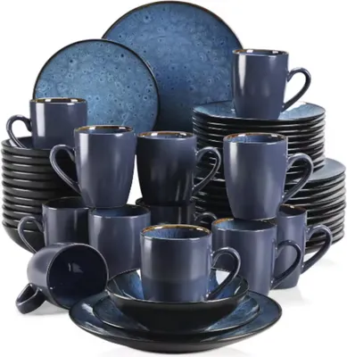 Produktbild von Ornate Tafelservice – 48-teilig – Keramik Blau – Essteller & Frühstücksteller – 12 Personen