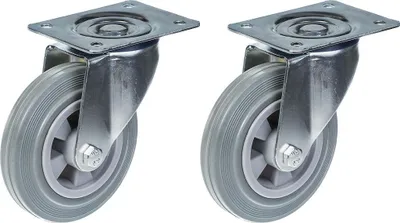 Obrázok produktu pre 160 mm 6" kolieska so sivou gumovou pneumatikou, otočné, silná nosnosť 270 kg, sada 2 ks