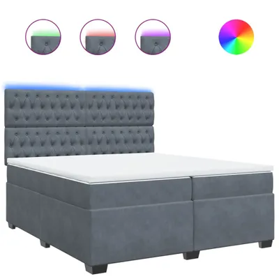 Produktbild von Boxspringbett mit Matratze Dunkelgrau 200x200 cm Samt