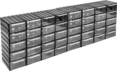 Obrázek produktu pro Dílenská skříň s 40 zásuvkami modulární police 85 x 30 cm plynule rozšiřitelný Kombinovaný modul průhledný