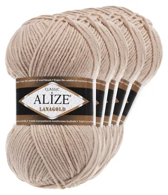 Produktbild von 5 x 100 g ALIZE Lanagold 49% Wolle Strickgarn Winterwolle Schurwolle Farbwahl