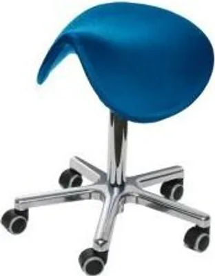 Produktbild von Sattelhocker Lexington mit Sitzneige | Sitzhöhe 53-72cm | Ø 61cm | Tragfähigkeit 110kg | Kunstleder-Sitz | Aluminium-Fußkreuz mit Rollen | Atollblau
