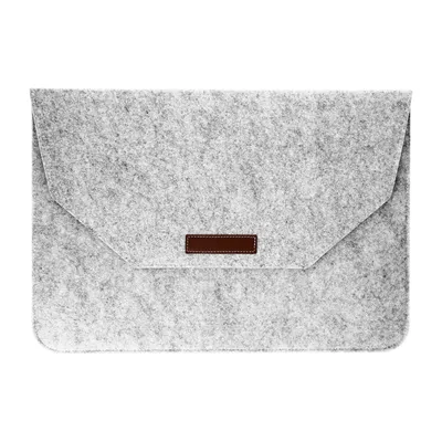 Immagine prodotto di custodia per laptop e tablet da 15'' in feltro di lana con fodera morbida - Grigio