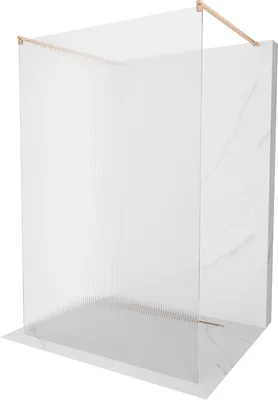 Produktbild von Mexen Kioto freistehende Duschwand 140 x 200 cm, Glasstärke 8 mm, gebürstetes Kupfer - 800-140-002-65-09