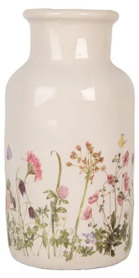 Obrázok produktu pre Váza Clayre & Eef Ø 14x26 cm Béžová Keramické kvety