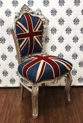 Produktbild von Casa Padrino Barock Esszimmer Stuhl Union Jack / Silber