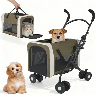 Produktbild von Hundebuggy/Haustierwagen - Kinderwagen für Hunde und Katzen - Leicht - Faltbar - Für kleine & mittelgroße Hunde und Katzen - Grün