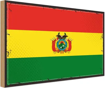 Produktbild von vianmo Holzschild 30x40 cm Boliviens Retro Bolivia Flagge Fahne Wappen