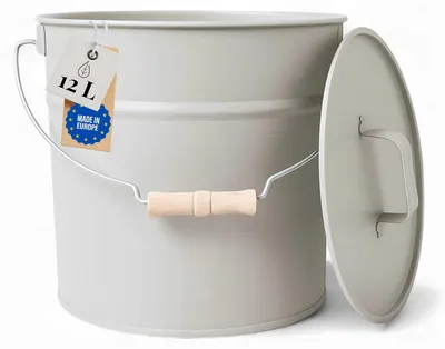 Produktbild von Ascheeimer LIVLIG Eimer mit Deckel, 10 Liter, Zinkeimer, Ascheeimer mit Deckel, Metalleimer, Kaminzubehör, Blecheimer, Beige