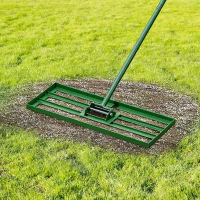 Produktbild von Rasenausgleichsrechen, 30"x10" Rasenausgleichswerkzeug, Hochleistungs-Rasenausgleicher mit 78" Stahlverlängerungsstiel, Gartenausgleichsrechen für Garten, Golfrasen, Bauernhof