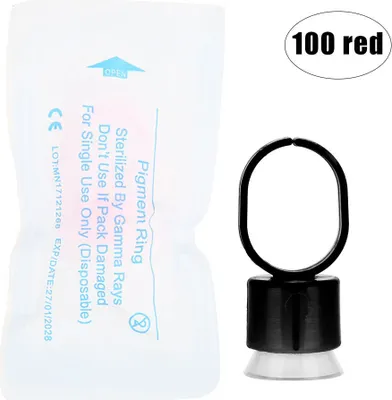Zdjęcie produktu dla 100 sztuk / zestaw Jednorazowe kubki z tuszem do tatuażu z uchwytem na gąbkę do makijażu permanentnego Czarny