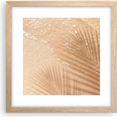 Produktbild von Gerahmtes Poster - Rahmen in heller Eiche - Sand Schatten Blätter - 30x30 cm - Wand Bild - Wanddeko - Wandbilder - Kunstposter - Wandposter - Bilderrahmen - Bilder - Kunstdruck - P2NAC30x30-4580