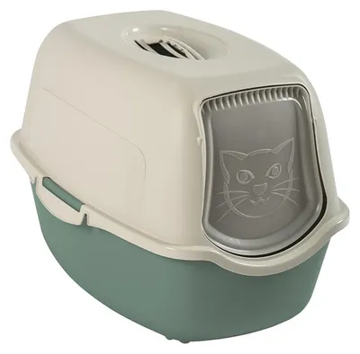 Produktbild von Rotho Katzentoilette Eco Bailey mit geruchshemmendem Aktivkohlefilter - Katzenklo 56,0 x 40,0 x 39,0 cm - Katzen Toilette inkl. Haube und Schwingtür