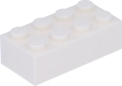 A single white Lego brick on a white background.