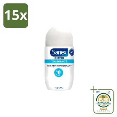 Produktbild von 15 x Sanex Dermo Tolerance Deo Roll-on 50 ml - Vorratspackung - 15 Stücke