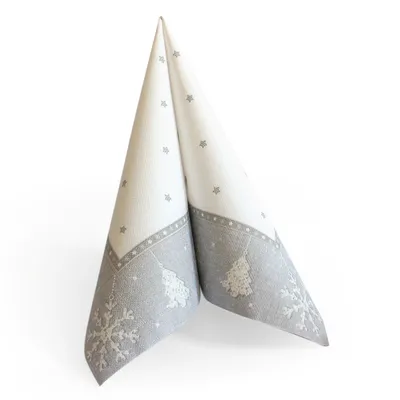 Produktbild von 50 Servietten Baumwollee Dinner Xmas silber 40x40cm