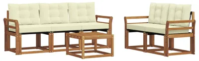 Produktbild von vidaXL Outdoor-Sofagarnitur 6 stk. Natur und Creme