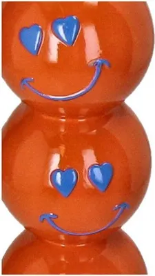 Produktbild von Kerzenhalter Smiley Polyresin Orange 9x9x26 5cm Fröhlicher Deko-Kerzenständer