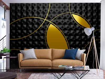 Produktbild von Vlies Fototapete 3D Effekt 400x280 cm Tapeten Wandtapete XXL geometrische Muster Schwarz n-A-1615-a-a
