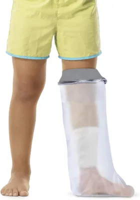 Productafbeelding van Kinderbeen Waterdicht - Gips Protector - Douchen en Baden - Zachte waterdichte afsluiting - Maat S - Grijs