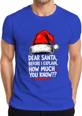 Produktbild von Dear Santa before I explain how much lustig Weihnachten Mütze Herren T-Shirt, Blau, L