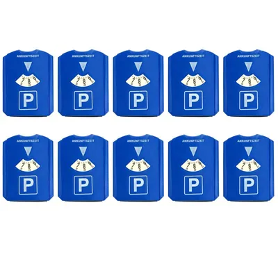 Produktbild von 10 Stück Parkscheibe mit Eiskratzer und Gummilippe Kunststoff Auto Parkuhr 15,5x12 cm Blau