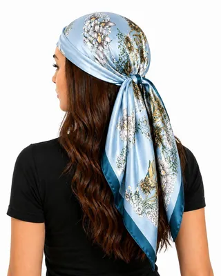 Produktbild von Damenschal Tuch Blume Bandana Kopftuch 90 x 90 cm Bunt