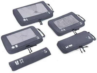 Produktbild von Ibenzoa® 6‑teiliges Kompressions-Packwürfel‑Set für Koffer – platzsparende Organizer mit Reißverschluss, Dunkelgrau, für Reisen & Aufbewahrung
