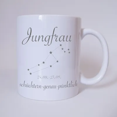 Bandneu ! Sichere dir jetzt für dich selbst oder als Geschenk die einzigartige Sternzeichen Jungfrau Tasse von TassenKing.com